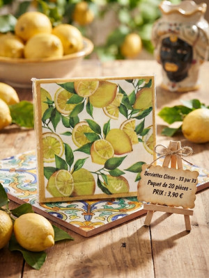 Serviettes en papier citrons