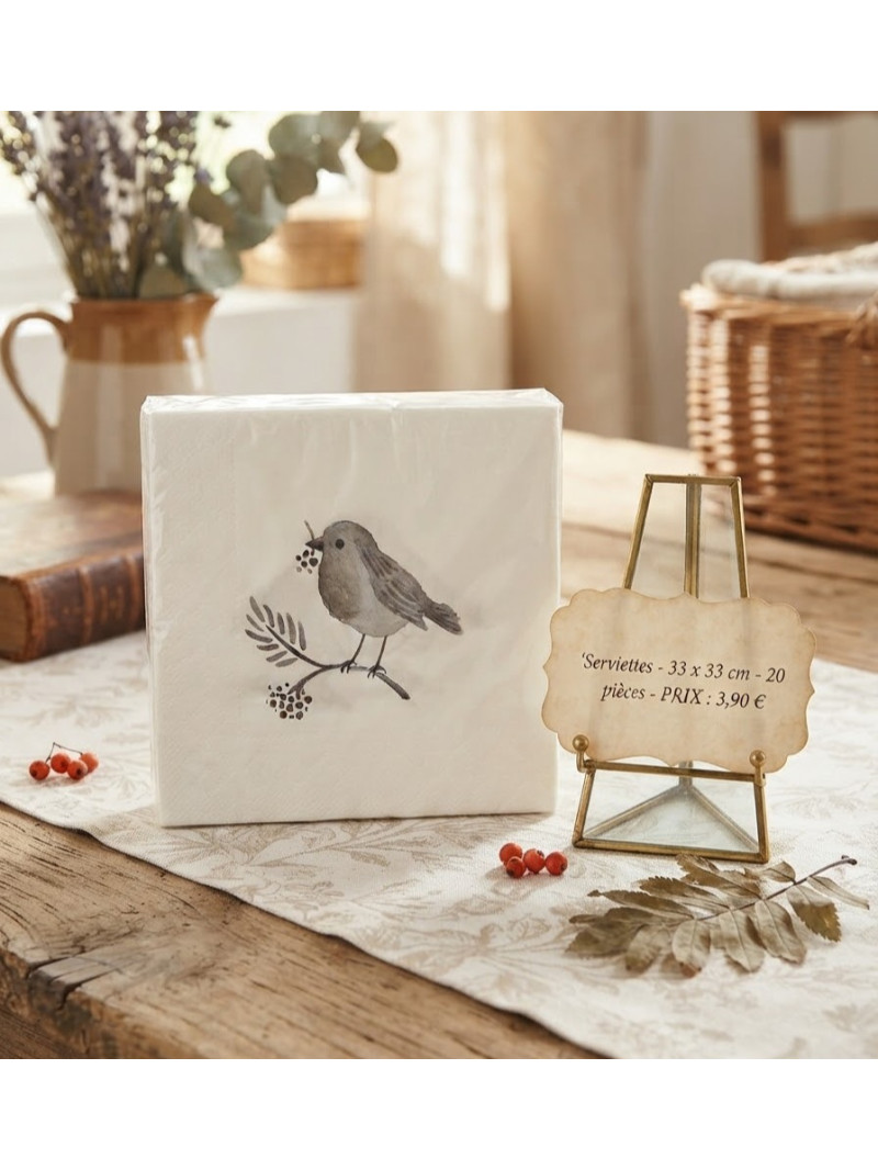 Serviettes en papier oiseau