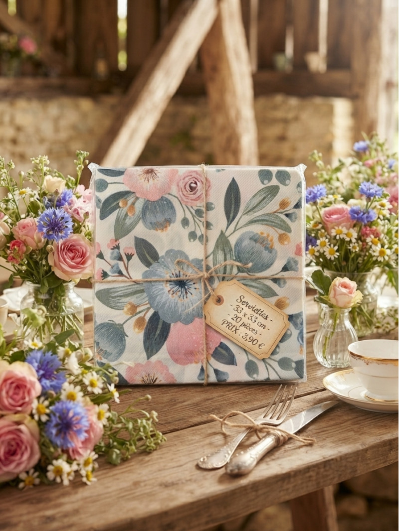 Serviettes en papier florales