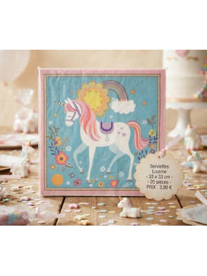 Serviettes en papier licorne