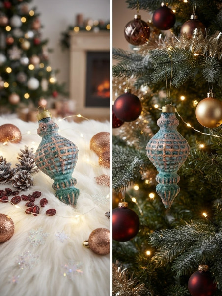 Boule en verre verte et bronze